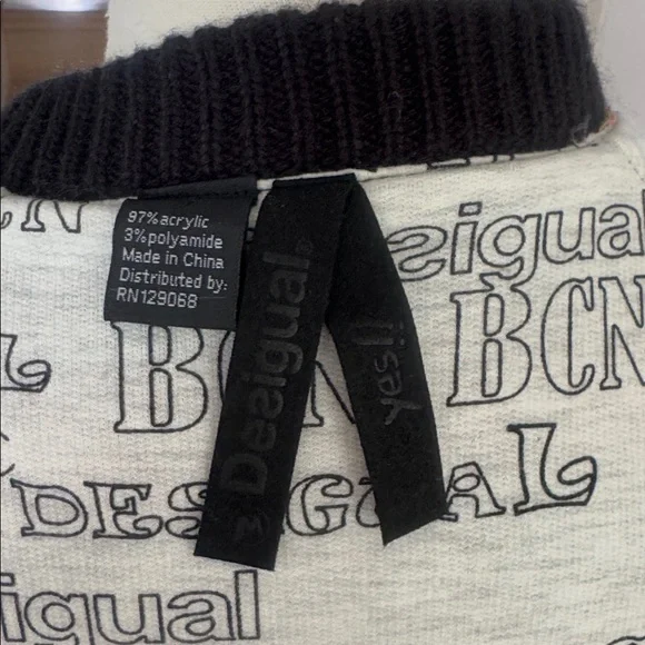 DESIGUAL Multicolor Geometric Zip-Up Sweater Cardigan Jacket M - Picture 7 of 8